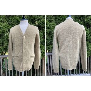 60s 100% Virgin Wool Fuzzy Cardigan Looks Very Mohair Vintage M Kurt Cobain